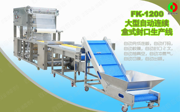 客戶定制大型盒式真空包裝封口生產(chǎn)線順利測試完畢準(zhǔn)備出貨！